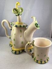 Quirky Studio Pottery Teapot and Mug by Emma Hollands from 1995