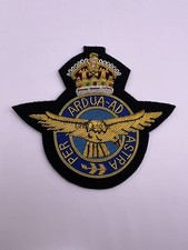 King’s Crown RAF Blazer Badge Royal Air Force Embroidered Bullion Wire Badge