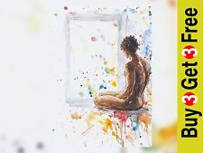 Contemplative Nude Study 5"x7" Print on Matte Paper | Vibrant Abstract Art