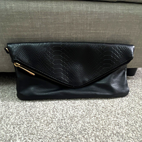 Black snake print faux leather - snake,