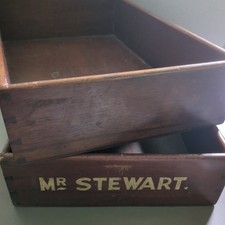 set 2 Vintage Wooden In Out