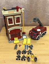 Fisher Price Imaginext Fire Station, Engine, 5X Figures, Accessories Bundle. 