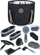 Harrison Howard Horse Grooming Kit 9-Piece Equine Care Series Black 