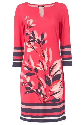 Roman fuschia floral stripe - floral,