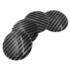 4 x Black Carbon Fiber Epoxy Wheel Hub Emblem & Cap Stickers
