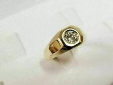 2CT Round Lab-Created Diamond  Mens Solitaire Pinky Ring 14K Yellow Gold Plated
