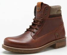 Wrangler Hill Tweed Mens Leather Lace Up Ankle Boots Brown Tan Chestnut