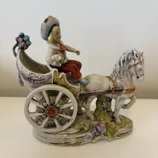 Vintage Grafenthal Boy Driving Donkey Carriage Cart Porcelain Figurine Ornament