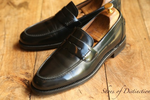 Loake black leather penny - leather,