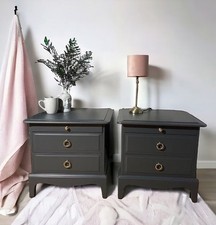 Pair Stag Bedside Tables With Pull Out tray  professionally painted to order 