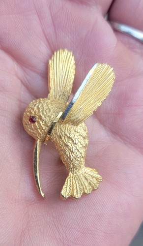 Vintage bsk hummingbird brooch - bsk,