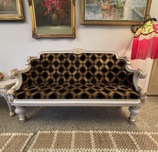 Antique Settee – Freshly Upholstered & Painted 