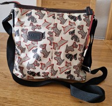 Radley Fleet Street Oilskin Cross Body Bag In Cream With Coral Lining