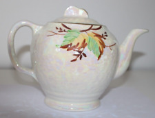 Vintage Maling Ware made for Ringtons, White Tea Pot with Autumn Leave Design
