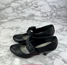 Clarks Cushion Soft Mary Jane Pumps Women's UK 5 Black Leather Wide Fit Buckle