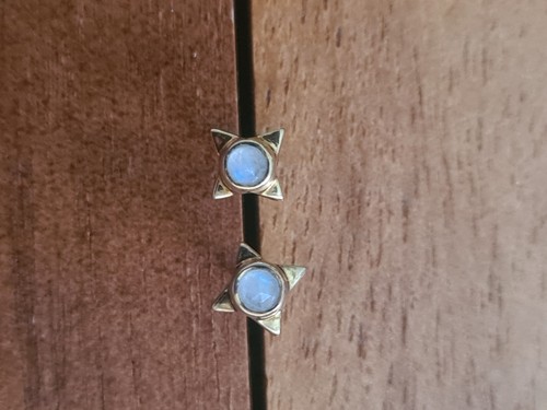 Rainbow moonstone studs - rainbow,