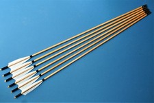 6 Traditional Wooden Arrows - Metal Points - White Feather Fletchings -Handmade