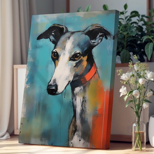 Whippet gestural canvas wall - whippet,
