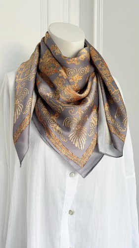 Grey gold scarf dressy arty - gold,