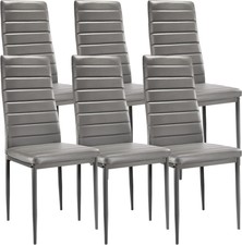 2/4/6x Grey Kitchen Dining Room Chairs Dinning PU Leather Padded Seat Metal Legs