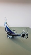vintage Murano glass boat gondola ashtray ornament blue