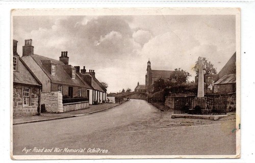 Ayr road and war memorial - road,