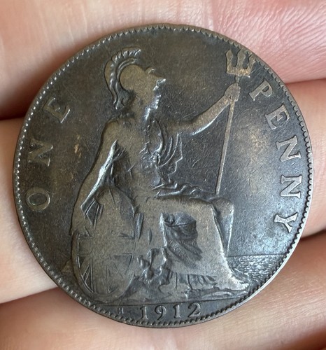 1912 one penny coin king - one,