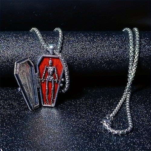 Gothic skeleton coffin pendant - skeleton,