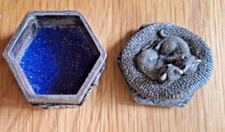 VTG Pill Box Silver Scenes Pill Trinket Tooth Fairy Box Poem Around External