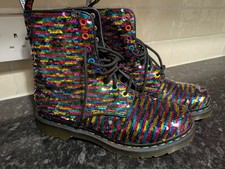 Dr. Martens 1460 Pascal Sequin Rainbow  Boots Size 7
