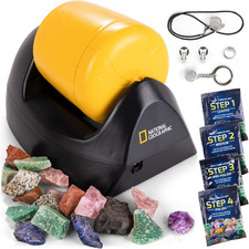 NATIONAL GEOGRAPHIC Starter Rock Tumbler Kit - Complete Rock Polisher Kit, Du...