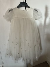 White Mesh NEXT occasion Dress Embroidered 5-6 Yrs Wedding/ Christening/party