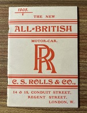 1905 Rolls-Royce Sales Brochure. VCC, Veteran Car. Reprint?