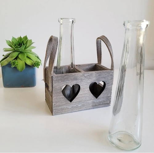 Wooden heart tray - wooden, bud