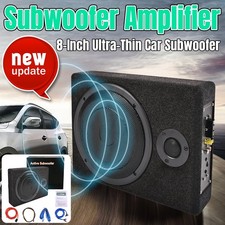 Speaker Slim Under-Seat Active Powered Truck Car Subwoofer Audio Amplifier 8" UK