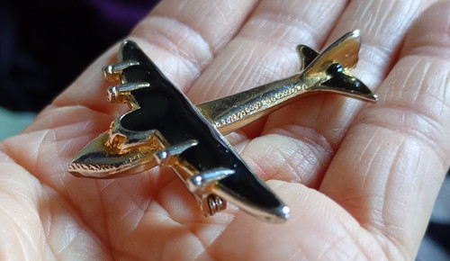 Jet airplane black gold - black, &
