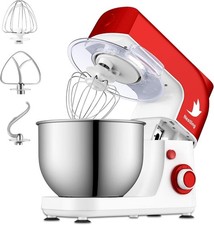 5.5L Stand Mixer 6-Speed 800W Red/Ivory Stainless Steel Splash Guard Accessories
