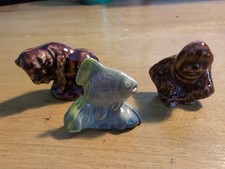 3x Wade Whimsies. Fantail Fish, Bison, Orange Utan