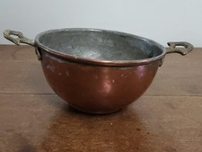 Vintage Copper Bowl with Brass Handles