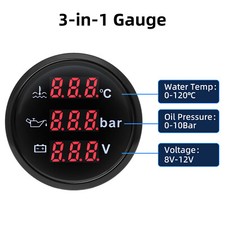 52MM 3 IN 1 Gauge Water Temp