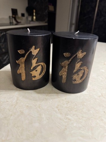 Large chunky black candles - 2,