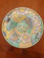 Art Deco Beswick green pottery and floral patterned bowl base marked 123M