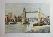 Signed Limited Edition Watercolour Painting - Bert Wright - Tower Bridge 