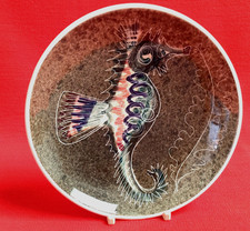 1950s EARLY JO LESTER WEST OF ENGLAND POTTERY ISLE OF WIGHT SEAHORSE 6"  DISH