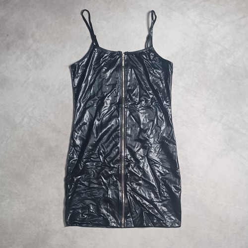Pvc faux leather mini dress - leather,
