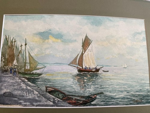 Watercolour painting harbour - watercolour,