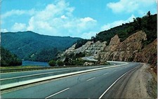 Panoramic View I40 N Great Smokies Western NC Postcard PM Henersonville Cancel