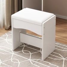 White Vanity Makeup Stool Soft