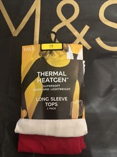 M&S Pack Of 2 Thermal Heatgen Long Sleeve Tops Size 16 BNWT