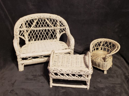 Vtg white wicker doll sized - wicker,